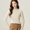 Top base de punto ajustado para mujer Bai Cai Rong 100% cachemir puro, cuello alto enrollado, dobladillo enrollado, novedad otoño/invierno 2026
