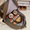 Mochila soft girl muito estilosa, mini bolsa mini ins, conjunto de mochila de duas peças para estudantes universitárias para passeios de primavera