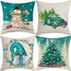 Funda de almohada navideña más vendida transfronteriza con estampado festivo de Papá Noel, funda de almohada para decoración del hogar, venta al por mayor directa del fabricante