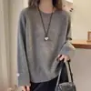 Suéter de Gola Redonda com Punho Dobrado Estilo Francês para Mulheres Outono/Inverno 2026 Macio e Aconchegante Estilo Preguiçoso Camada Interna Camada Base Malha Top