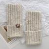 Otoño e Invierno Corea del Sur Guantes de Medio Dedo que Contienen Lana Color Sólido Tejidos Cálidos Guantes de Muñeca Guantes Táctiles para Estudiantes