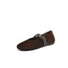 Sapatos Mary Jane Super Macios de Camurça de Ovelha com Fecho Duplo 2025 Outono Confortáveis Planos Bico Redondo Couro Genuíno Sola Macia para Mulheres