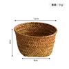 Cesta de Armazenamento Tecida com Algas Marinhas Naturais Porta-Lanches Frutas Secas Redonda para Mesa de Escritório Entrada Porta-Chaves Cesta de Armazenamento para Diversos
