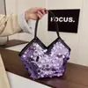 Bolsa de Hombro Tote de Gran Capacidad Tendencia Estilo Coreano para el Trabajo y el Viaje con Borla y Lentejuelas Nuevo Primavera 2026