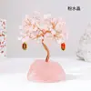 Árbol de la Fortuna Base de Piedra Original Cristal Rosa Natural Árbol de la Fortuna Tejido a Mano con Alambre de Cobre Adornos de Escritorio para el Hogar y la Oficina