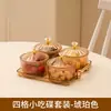 Plato de Frutas Secas Lujo Ligero Plato de Snacks Transparente Redondo Plato con Compartimentos para Frutas Caja de Dulces de Plástico con Tapa Ktv Comercial