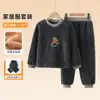 Pijama Infantil Otoño e Invierno Niños Cálido Terciopelo Coral Ropa de Casa Conjunto Nuevo Franela Engrosado Conjunto de Dos Piezas