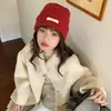 Nuevo Gorro de Lana 100% Tejido para Mujer, Otoño e Invierno, Circunferencia de Cabeza Grande, Cálido, Adelgazante del Rostro, Color Sólido, Casual, Parte Superior Redonda, Hilo para Compras