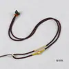 Cuerda Tejida a Mano DIY Ajustable Jade Rojo y Negro Ágata de Jade Cera de Abejas Colgante Cuerda para Colgar Alrededor del Cuello