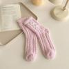 Calcetines de coral para mujer de otoño e invierno, calcetines cálidos engrosados con forro polar, calcetines de rizo con lazo para interior, calcetines de dormir de luna
