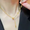 Colar Cintura Minimalista Moderno com Números Romanos, Corrente de Clavícula Clássica de Aço Titânio com Contas da Sorte Personalizadas para Mulheres