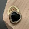 Botão de Metal em Formato de Coração com Diamante Estilo Chanel Simples Suéter Cardigan Casaco Feminino Botão de Cristal Amoroso Versátil