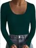 Camiseta de Verano Transfronteriza para Mujer 2026 Aliexpress Básica de Canalé Cuello Redondo Manga Larga Sexy Ajustada Top para Mujer
