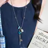 Collar Colgante de Piedra Natural Manchada con Forma de Corazón y Racimo de Uvas, Mismo Estilo de Blogger, Multi-Elemento, Cadena Larga para Suéter de Lujo Ligero de Nicho para Mujer
