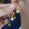 Nuevos Exquisitos y Modernos Pendientes de Bola de Diamante Pendientes Completos de Diamante para Mujer Pendientes Franceses de Alta Gama de Lujo Ligero para el Trabajo y Versátiles para Mujer