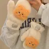 Guantes Lindo Hombrecito de Mantequilla para Mujer Invierno Forrados de Felpa Cálidos Versátiles Peludos para Montar a Caballo a Prueba de Frío a Prueba de Viento
