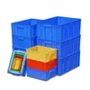 Caja de Plástico Plegable, Caja Rectangular para Organizar y Transferir en Almacén, Se Puede Equipar con Tapa, Marco Grande de Plástico Azul, Caja del Fabricante