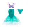 Falda de Cola de Sirena Ariel para Niñas Estilo Sirena Traje de Baño de Tres Piezas Vacaciones Aguas Termales Juego Nn84