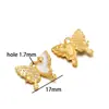 Pendente Borboleta Lua Coração Dourado em Aço Inoxidável Cravejado com Diamantes Estilo Francês Acessórios para Colar Pulseira DIY Joias Atacado Transfronteiriço