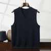 Chaleco de Cachemira con Cuello en V para Hombre, Chaleco de Punto sin Mangas de Cachemira de Color Sólido, Chaleco Suéter Cálido y Amigable con la Piel