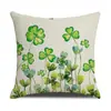 Europa y América. Funda de almohada de lino con estampado de dibujos animados del Día de San Patricio Amazon al por mayor para dormitorio, sala de estar, cojines de sofá