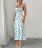 Comercio Exterior Transfronterizo Ropa Europea y Americana para Mujer Verano 2026 Vestido de Tirantes Floral Dulce Ajustado Elegante Bodycon Largo