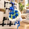 Llavero de Mini Ramo de Flores Tejido a Mano, Ramo de Flores de Ganchillo Hecho a Mano, Colgante para Bolso DIY, Pequeño Regalo para Novia