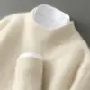 Nova coleção de suéteres de outono e inverno: Malha 100% lã, perfeita como camada interna casual para homens, com gola alta e design mais grosso e quente.