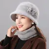 Sombreros para mujeres de mediana edad y ancianas, sombrero cálido de invierno para mamá, grueso con terciopelo, sombrero tipo cubo para personas mayores, abuela, sombrero de lana tejido para señora mayor