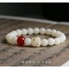 Pulseira Garra de Gato Envelhecida Queimada a Carvão Jade Branco Natural Raiz de Pu Pequena Pulseira Fofa Feminina Estilo Étnico Pequena Pulseira Fresca