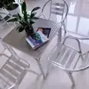 Mesas y Sillas de Alto Gama Duraderas Estilo Europeo de Acero Inoxidable y Aleación de Aluminio Completa, Sillas de Mimbre para Ocio al Aire Libre, Mesa de Café para Balcón, Mesa de Comedor