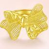 Anillo Bañado en Oro Estilo Libro Rojo Anillo Bañado en Oro para Mujer Flor Grande Mariposa Apertura Ajustable Diseño Simple para Mujer