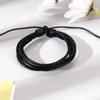 Pulseira Masculina de Couro Trançado Feita à Mão Moda Europeia e Americana Âncora de Liga Pulseira de Couro Versátil Joias com Letras Tendência