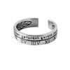 Anel de prata tailandesa 925 com algarismos romanos retrô feminino, design de nicho de personalidade popular na Internet, anel de dedo aberto simples