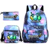 Mi mochila escolar mundial de tres piezas con estampado, gran capacidad, bolsa de lona para computadora para exteriores para estudiantes de secundaria