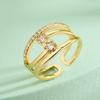 Aogu Anillo Abierto Geométrico Simple de Zirconia Europeo y Americano para Mujer Diseño Calado Anillo Elegante de Alta Gama Nuevo Producto Transfronterizo