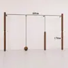 Tienda de Ropa Estante de Exhibición de Pared de Acero Inoxidable con Color de Grano de Madera Estante de Exhibición Perchero para Tienda de Ropa de Hombre y Mujer de Pie