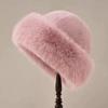 Chapéu Feminino De Lã De Pelo De Pelúcia Outono E Inverno Engrossado All-match Chapéu Frio Cabeça Grande Calor Rosto Quente Pequeno Tricô