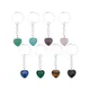 Llavero de Cristal Natural 20mm Corazón Piedra de Palma Corazón de Melocotón con Forma de Colgante DIY Colgante Llavero de Piedra Preciosa Natural