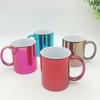 Taza galvanizada con asa dorada y plateada Taza impresión por transferencia térmica color galvanizado Taza taza fábrica al por mayor consumibles en blanco