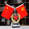 Decoración de bandera de escritorio ejecutiva, decoración de bandera nacional para sala de conferencias, portalápices de cristal de alta gama personalizado, regalo de bandera roja grande para escritorio