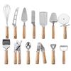 Utensílios de Cozinha de Aço Inoxidável Cabo de Madeira Batedor de Ovos Pequenos Utensílios de Cozinha Diversos Batedor de Ovos Queijo Pizza Ferramentas de Confeitaria