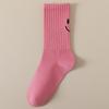 Calcetines Nuevos de Algodón de Fibra Larga para Mujer Calcetines de Algodón de Color Dopamina Calcetines de Algodón con Dibujos de Caras Sonrientes Color Sólido Simple Calcetines de Moda para Mujer