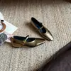Zapatos casuales para mujer de cuatro estaciones, sin cordones, de una sola tira, tacón medio, nuevos zapatos de cuero genuino para mujer