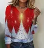 Moletom de Natal Europeu Masculino Gola Redonda Estampa 3D Rena Boneco de Neve Manga Longa Pulôver Outono Inverno Nova Blusa