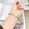 Pulseira Folheada a Ouro Areia a Vácuo Novo Estilo Chinês Maré Nacional Herança Método Antigo Caractere Fu Pulseira de Abertura Elegante Pulseira Retrô para Mulheres