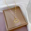 [Aço Titânio] Olhos de zircônia de luxo leve microincrustados em cruz colar microincrustado requintado tendência da moda feminina corrente da clavícula fabricantes