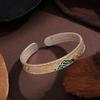 Pulsera Corazón Sutra Qianli Jiangshan para Mujer Nuevo Estilo Chino Color Esmalte Dorado Chapado en Cloisonné Pulsera de Plata de Ley 999 para Mamá