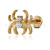 Clavo de Oreja Araña F136 de Titanio Jiang Ti con Dos Circonitas Aleación de Titanio G23 Joyería para Perforación Corporal Clavo de Oreja Jiang Ti