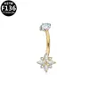 Gebai joyería de titanio G23 estilo europeo y americano, piercing de moda en forma de corazón y luna, anillo para el ombligo, joyería para piercing de comercio exterior
